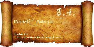 Benkő Ambrus névjegykártya