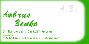 ambrus benko business card